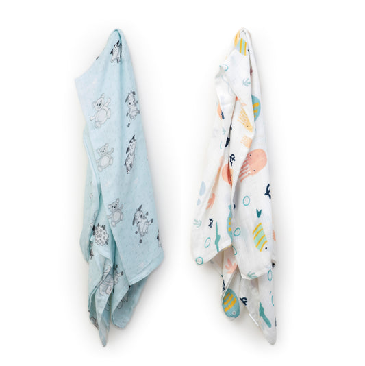 Cutie - Deep fun Swaddle & Cap Set (2 swaddles & 2 caps)