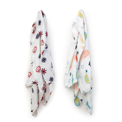 Nautical - Deep Fun Swaddle & Cap Set (2 swaddles & 2 caps)